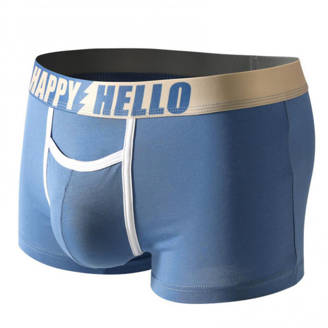 Men Boxer Underwear with Ball Support Letter Print Elastic Mid-rise Separated Pouch Moisture-Wicking Boxers