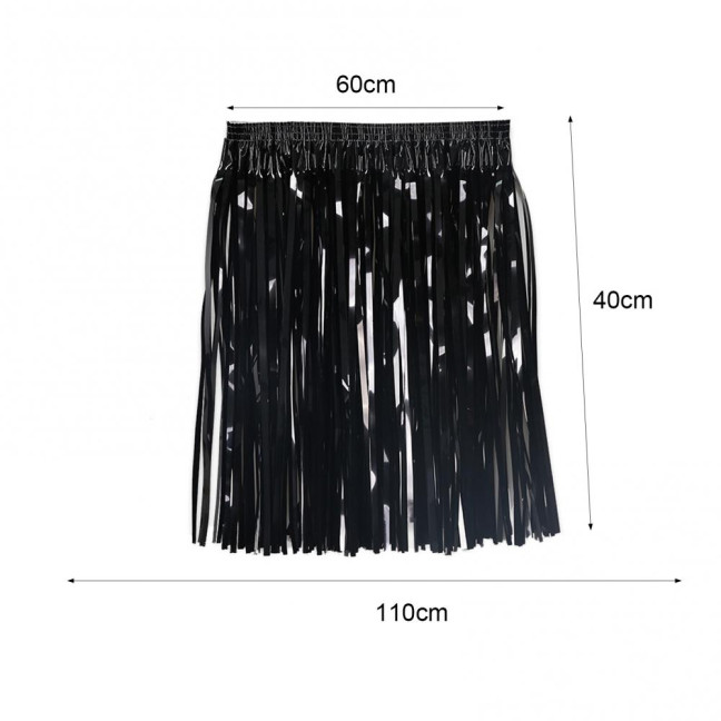 Hawaii Skirt Elastic Mid-rise Adults Kids Mini Skirt Rain Fringe Tassels Adjustable Curtain Bright Colors Beach Dance Skirt