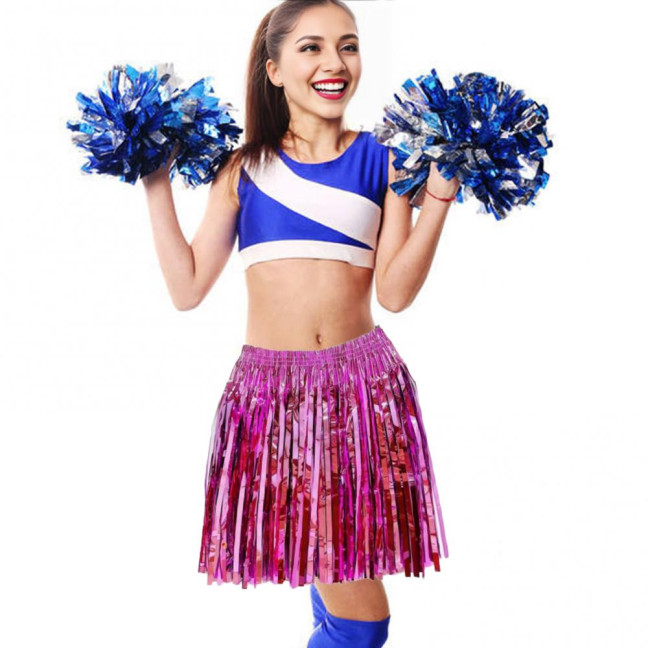 Hawaii Skirt Elastic Mid-rise Adults Kids Mini Skirt Rain Fringe Tassels Adjustable Curtain Bright Colors Beach Dance Skirt