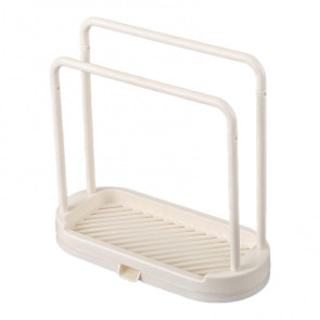 Plastic Storage Rack with Removable Base Smooth Edges 2 Poles Water Outlet Versatile Kitchen Organizer