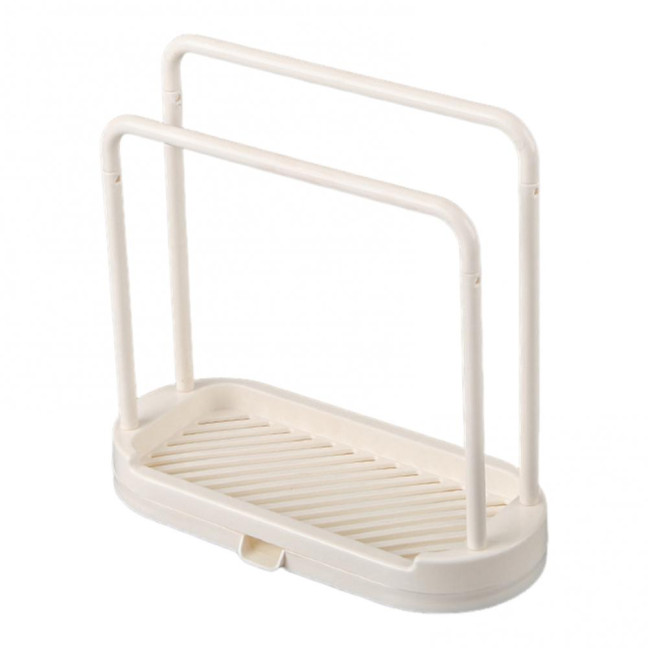 Plastic Storage Rack with Removable Base Smooth Edges 2 Poles Water Outlet Versatile Kitchen Organizer