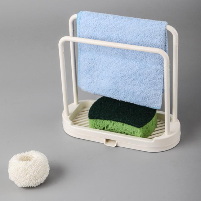 Plastic Storage Rack with Removable Base Smooth Edges 2 Poles Water Outlet Versatile Kitchen Organizer