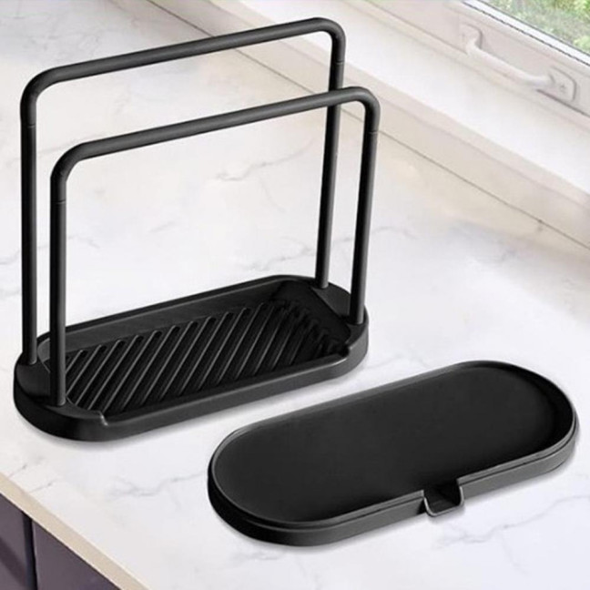 Plastic Storage Rack with Removable Base Smooth Edges 2 Poles Water Outlet Versatile Kitchen Organizer