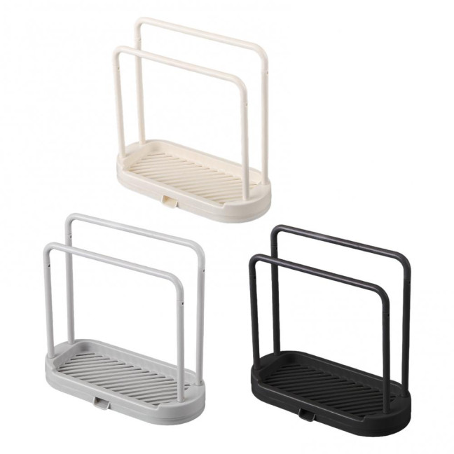 Plastic Storage Rack with Removable Base Smooth Edges 2 Poles Water Outlet Versatile Kitchen Organizer