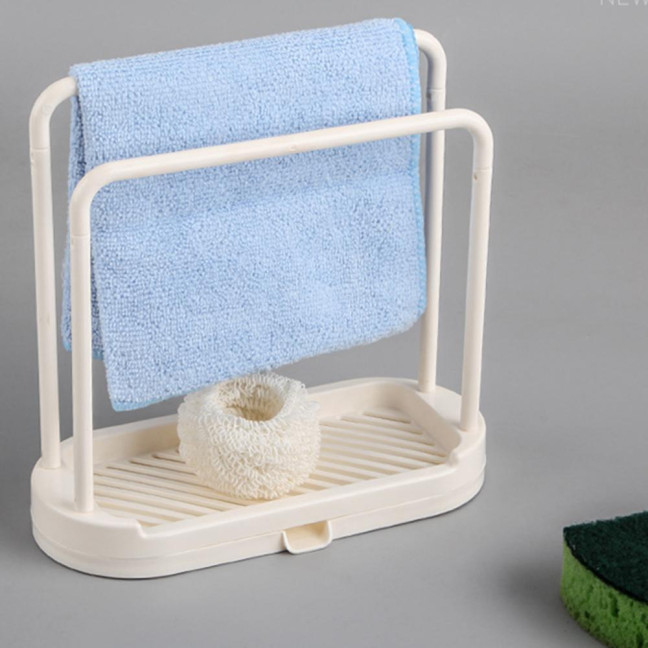 Plastic Storage Rack with Removable Base Smooth Edges 2 Poles Water Outlet Versatile Kitchen Organizer