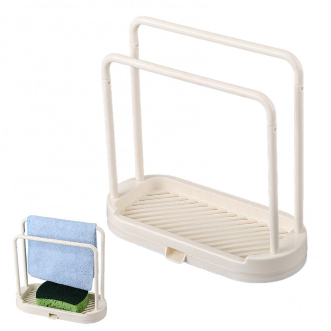 Plastic Storage Rack with Removable Base Smooth Edges 2 Poles Water Outlet Versatile Kitchen Organizer