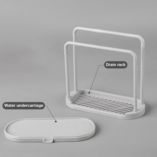 Plastic Storage Rack with Removable Base Smooth Edges 2 Poles Water Outlet Versatile Kitchen Organizer