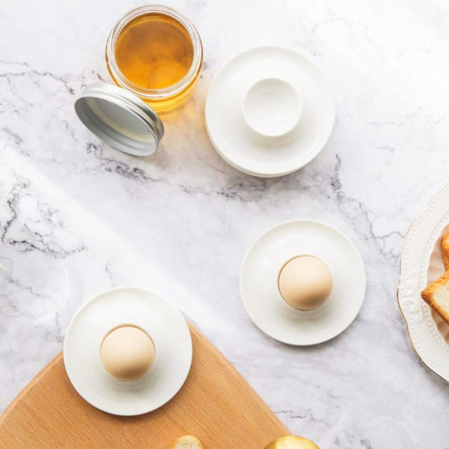 4/6Pcs White Egg Cups Food Grade BPA Free High Durability Compact Size Portable Boiled Egg Holders Set