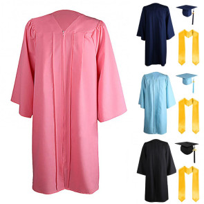 3 Pcs/Set Graduation Costume Matte Graduation Cap Shoulder Stoles And Gown Set Unisex Loose Fit Gown for High School College Postgrad Graduation Ceremonies