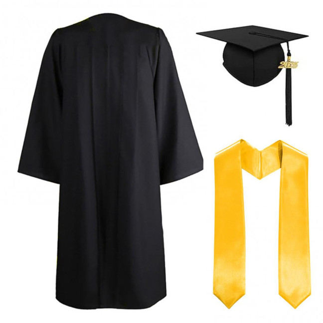 3 Pcs/Set Graduation Costume Matte Graduation Cap Shoulder Stoles And Gown Set Unisex Loose Fit Gown for High School College Postgrad Graduation Ceremonies