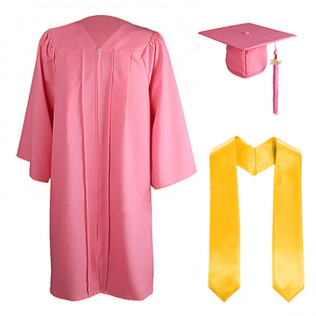3 Pcs/Set Graduation Costume Matte Graduation Cap Shoulder Stoles And Gown Set Unisex Loose Fit Gown for High School College Postgrad Graduation Ceremonies