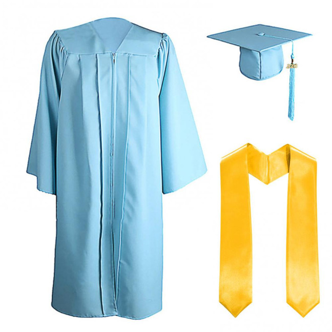 3 Pcs/Set Graduation Costume Matte Graduation Cap Shoulder Stoles And Gown Set Unisex Loose Fit Gown for High School College Postgrad Graduation Ceremonies