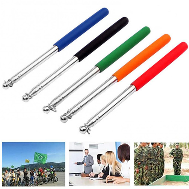 1.2/1.6M Telescopic Tour Guide Flag Pole with Non-slip Handle Heavy Duty Stainless Steel Extendable Teacher Pointer Banner Handheld Flag Pole 