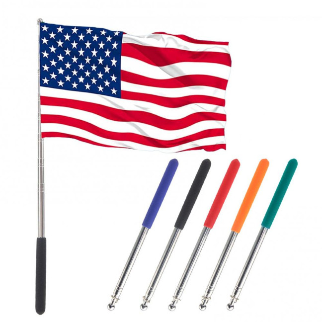 1.2/1.6M Telescopic Tour Guide Flag Pole with Non-slip Handle Heavy Duty Stainless Steel Extendable Teacher Pointer Banner Handheld Flag Pole 