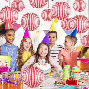 Red And White Stripes Paper Lanterns Chinese New Year Hanging Lantern Decoration for Carnival Circus Wedding Spring Festival Decor