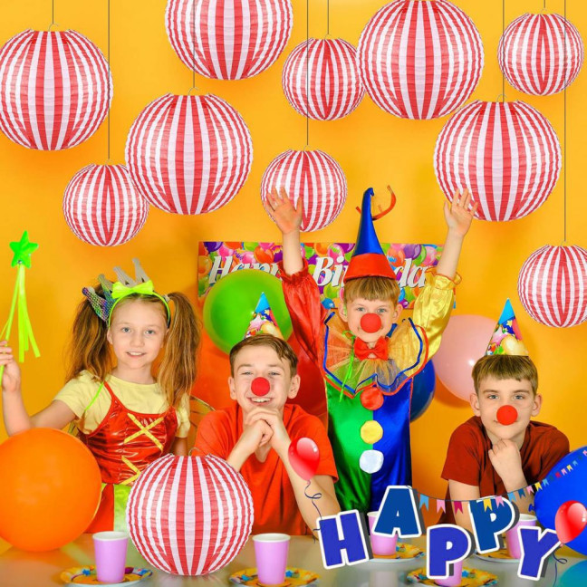 Red And White Stripes Paper Lanterns Chinese New Year Hanging Lantern Decoration for Carnival Circus Wedding Spring Festival Decor