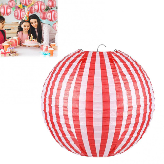 Red And White Stripes Paper Lanterns Chinese New Year Hanging Lantern Decoration for Carnival Circus Wedding Spring Festival Decor