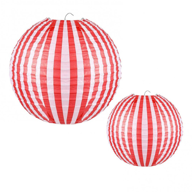 Red And White Stripes Paper Lanterns Chinese New Year Hanging Lantern Decoration for Carnival Circus Wedding Spring Festival Decor