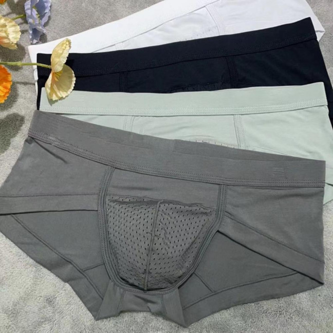 Men Briefs Modal Fabric High Elasticity Breathable Underwear U-Convex Mid-Waist Design Panties Daily Wear
