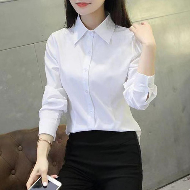 Women Shirt Lapel Short Sleeve Buttons Placket Shirt Tops Solid Color Slim Fit Office Business Shirt Workwear