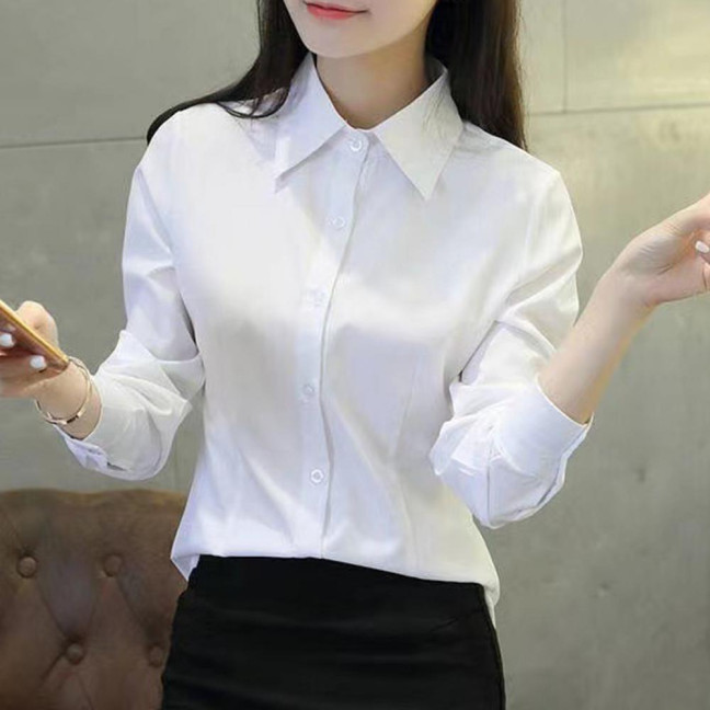 Women Shirt Lapel Short Sleeve Buttons Placket Shirt Tops Solid Color Slim Fit Office Business Shirt Workwear