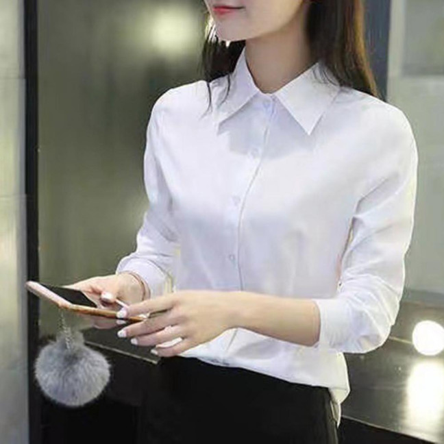 Women Shirt Lapel Short Sleeve Buttons Placket Shirt Tops Solid Color Slim Fit Office Business Shirt Workwear