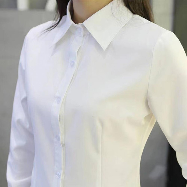 Women Shirt Lapel Short Sleeve Buttons Placket Shirt Tops Solid Color Slim Fit Office Business Shirt Workwear