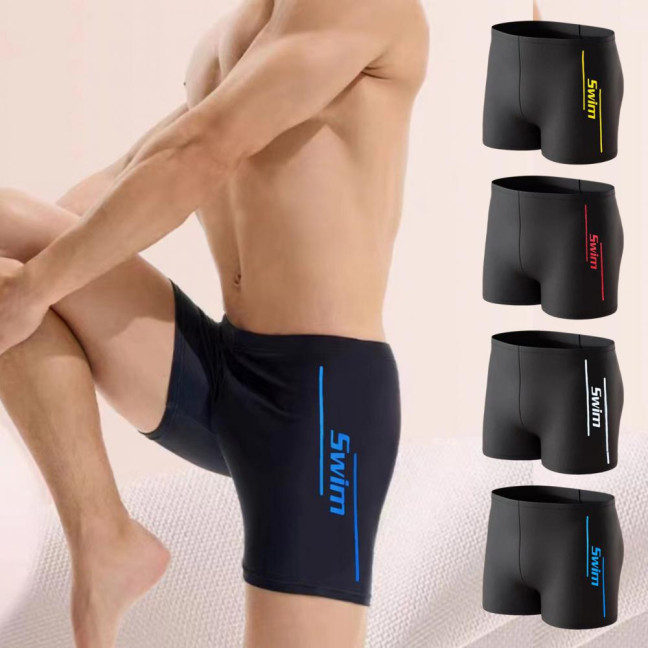 Men's Elastic Swim Trunks Quick-Dry Anti-Embarrassment Beach Shorts U-Shaped Crotch Drawstring Waist Boxer Shorts for Water Sports Surfing