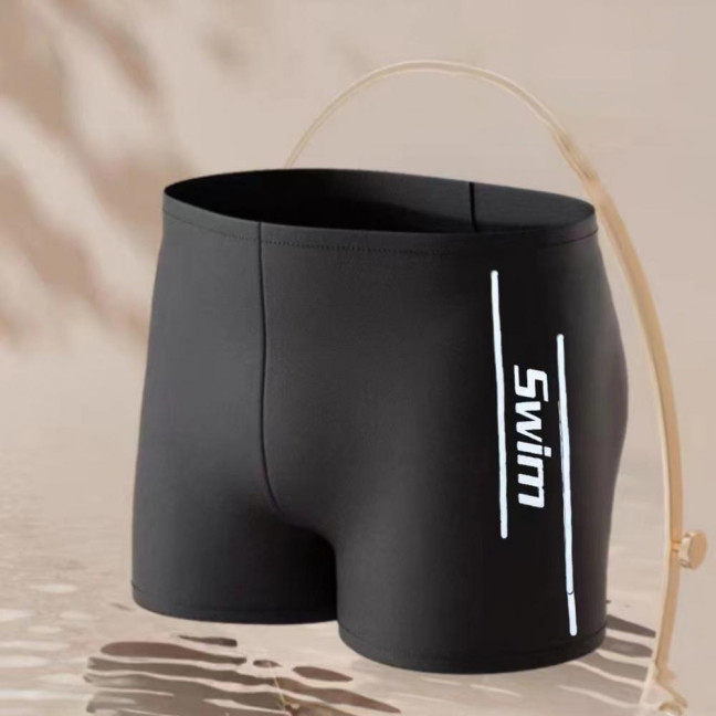 Men's Elastic Swim Trunks Quick-Dry Anti-Embarrassment Beach Shorts U-Shaped Crotch Drawstring Waist Boxer Shorts for Water Sports Surfing