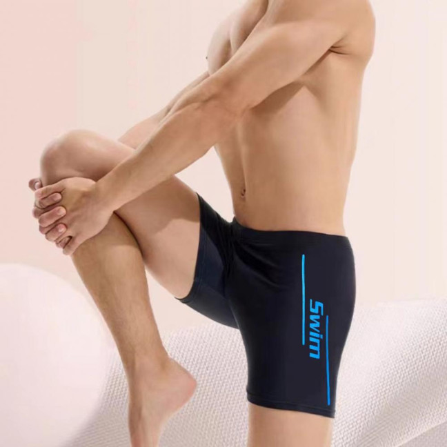 Men's Elastic Swim Trunks Quick-Dry Anti-Embarrassment Beach Shorts U-Shaped Crotch Drawstring Waist Boxer Shorts for Water Sports Surfing