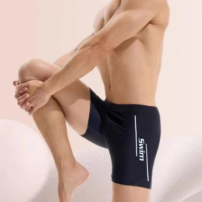 Men's Elastic Swim Trunks Quick-Dry Anti-Embarrassment Beach Shorts U-Shaped Crotch Drawstring Waist Boxer Shorts for Water Sports Surfing