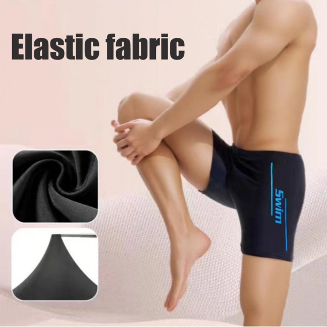 Men's Elastic Swim Trunks Quick-Dry Anti-Embarrassment Beach Shorts U-Shaped Crotch Drawstring Waist Boxer Shorts for Water Sports Surfing