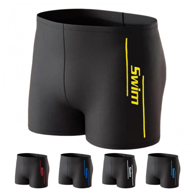 Men's Elastic Swim Trunks Quick-Dry Anti-Embarrassment Beach Shorts U-Shaped Crotch Drawstring Waist Boxer Shorts for Water Sports Surfing