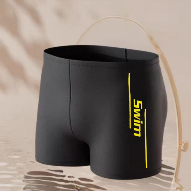 Men's Elastic Swim Trunks Quick-Dry Anti-Embarrassment Beach Shorts U-Shaped Crotch Drawstring Waist Boxer Shorts for Water Sports Surfing