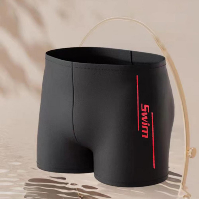 Men's Elastic Swim Trunks Quick-Dry Anti-Embarrassment Beach Shorts U-Shaped Crotch Drawstring Waist Boxer Shorts for Water Sports Surfing