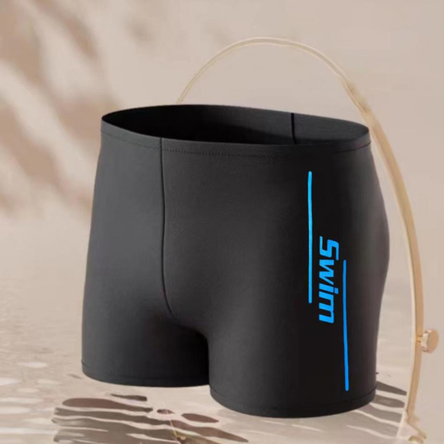 Men's Elastic Swim Trunks Quick-Dry Anti-Embarrassment Beach Shorts U-Shaped Crotch Drawstring Waist Boxer Shorts for Water Sports Surfing