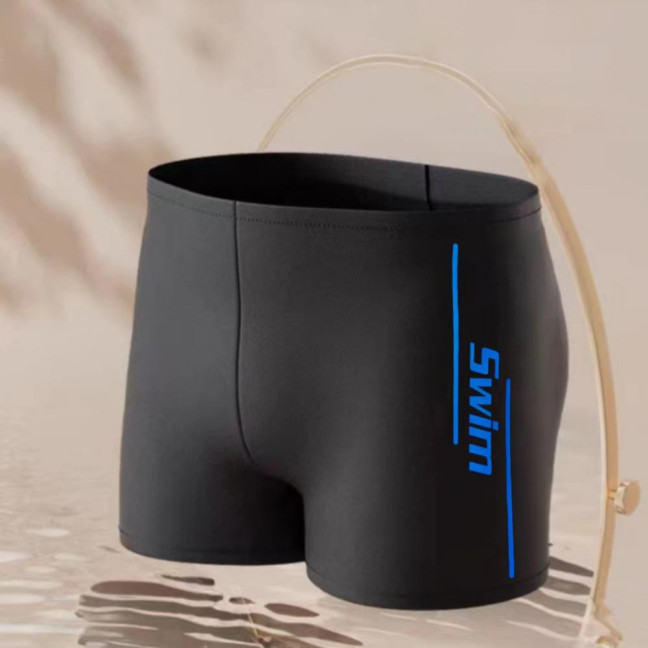 Men's Elastic Swim Trunks Quick-Dry Anti-Embarrassment Beach Shorts U-Shaped Crotch Drawstring Waist Boxer Shorts for Water Sports Surfing