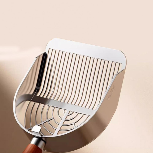 Metal Cat Litter Scoop with Holder Pet Poop Scooper with Ergonomic Wood Handle Fast Sifting Shovel Cat Supplies