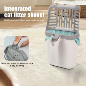Cat Litter Scooper with Holder Cat Litter Shovel with Integrated Detachable Waste Container Larrge Portable Cat Poop Scooper 
