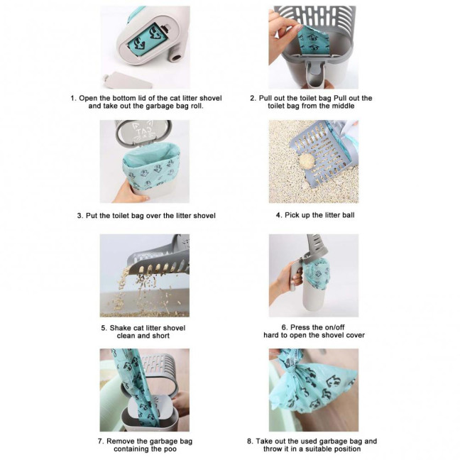 Cat Litter Scooper with Holder Cat Litter Shovel with Integrated Detachable Waste Container Larrge Portable Cat Poop Scooper Cat Litter Scooper with Holder Cat Litter Shovel with Integrated Detachable Waste Container Larrge Portable Cat Poop Scooper