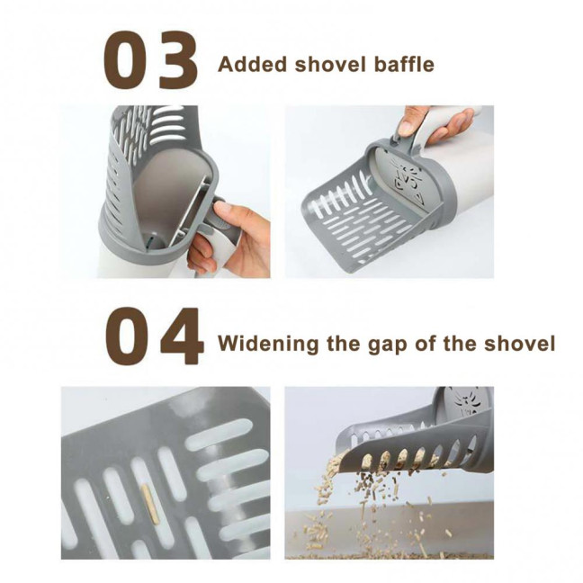 Cat Litter Scooper with Holder Cat Litter Shovel with Integrated Detachable Waste Container Larrge Portable Cat Poop Scooper Cat Litter Scooper with Holder Cat Litter Shovel with Integrated Detachable Waste Container Larrge Portable Cat Poop Scooper