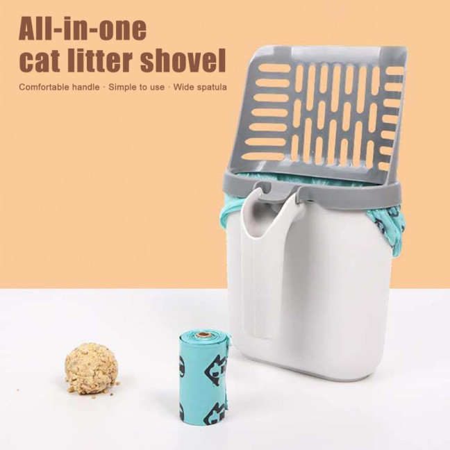 Cat Litter Scooper with Holder Cat Litter Shovel with Integrated Detachable Waste Container Larrge Portable Cat Poop Scooper Cat Litter Scooper with Holder Cat Litter Shovel with Integrated Detachable Waste Container Larrge Portable Cat Poop Scooper