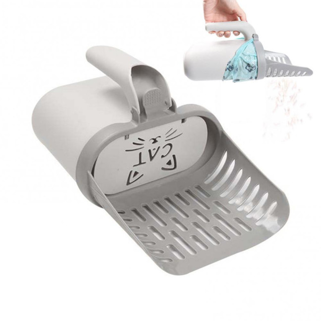 Cat Litter Scooper with Holder Cat Litter Shovel with Integrated Detachable Waste Container Larrge Portable Cat Poop Scooper Cat Litter Scooper with Holder Cat Litter Shovel with Integrated Detachable Waste Container Larrge Portable Cat Poop Scooper