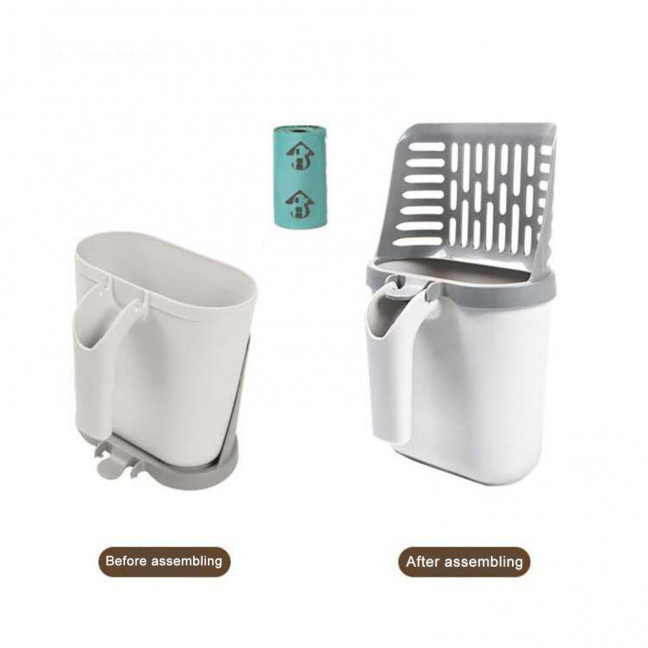 Cat Litter Scooper with Holder Cat Litter Shovel with Integrated Detachable Waste Container Larrge Portable Cat Poop Scooper Cat Litter Scooper with Holder Cat Litter Shovel with Integrated Detachable Waste Container Larrge Portable Cat Poop Scooper