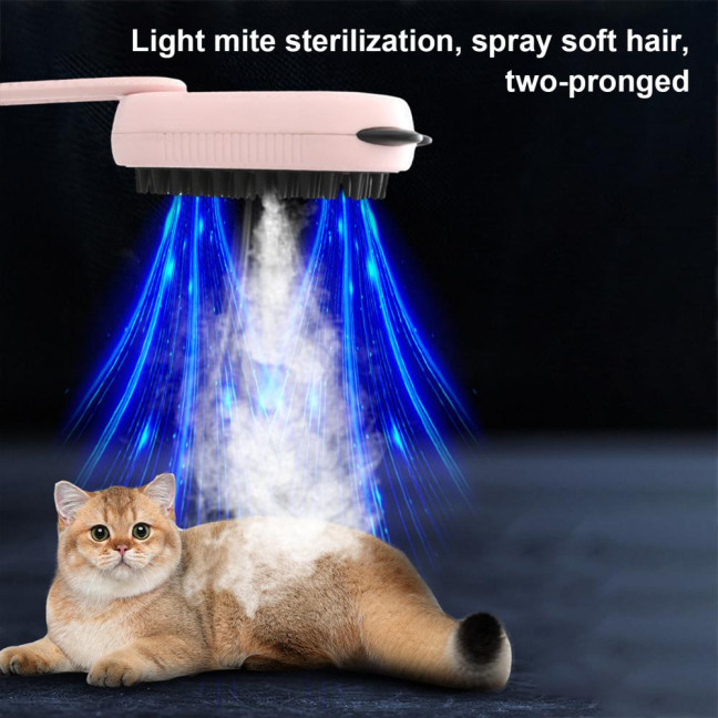 2 Pcs Cat Steam Brush Pet Spray Hair Removal Comb 3-in-1 Pet Grooming Massage Brush with Rotatable And Foldable Handle for Cats And Dogs