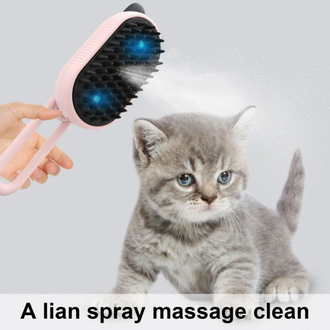 2 Pcs Cat Steam Brush Pet Spray Hair Removal Comb 3-in-1 Pet Grooming Massage Brush with Rotatable And Foldable Handle for Cats And Dogs