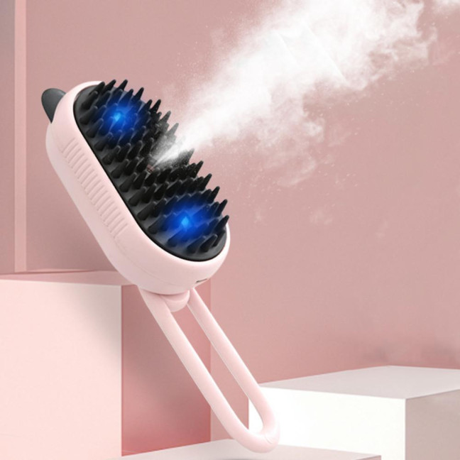 2 Pcs Cat Steam Brush Pet Spray Hair Removal Comb 3-in-1 Pet Grooming Massage Brush with Rotatable And Foldable Handle for Cats And Dogs