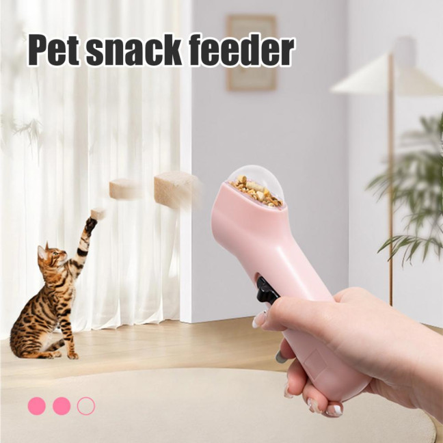 Cat Treat Launcher Pet Food Shooter Interactive Pet Snack Dispenser Handheld Catapult Toy for Kitten Puppy Exercise Training