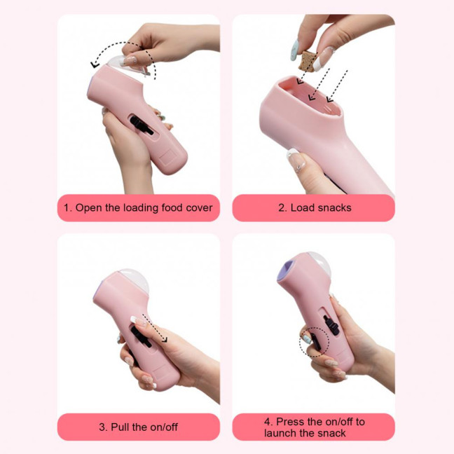 Cat Treat Launcher Pet Food Shooter Interactive Pet Snack Dispenser Handheld Catapult Toy for Kitten Puppy Exercise Training
