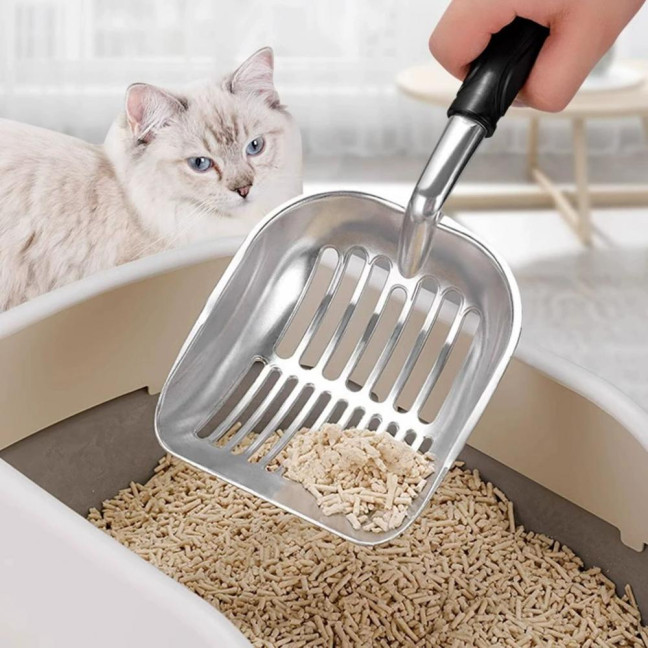 Cat Litter Scoop Metal Cat Litter Scooper Long Handle Alloy Pet Poop Sifting Shovel Cat Pooper Sifter Cleaning Supplies